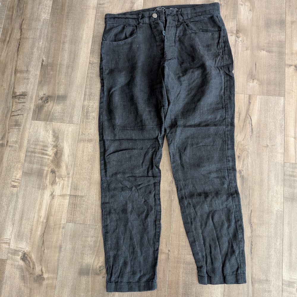 Alex Crane Linen Cham Pants Black 28